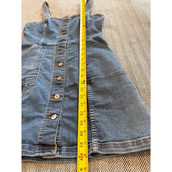 H&M Divided Stretch Denim Button-Front Overall Dress With Pockets US Size 6 - Picture 5 of 6